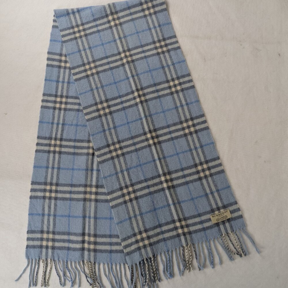 Burberry Nova Check Lambswool Scarf Blue | Unisex | Elegant & Warm